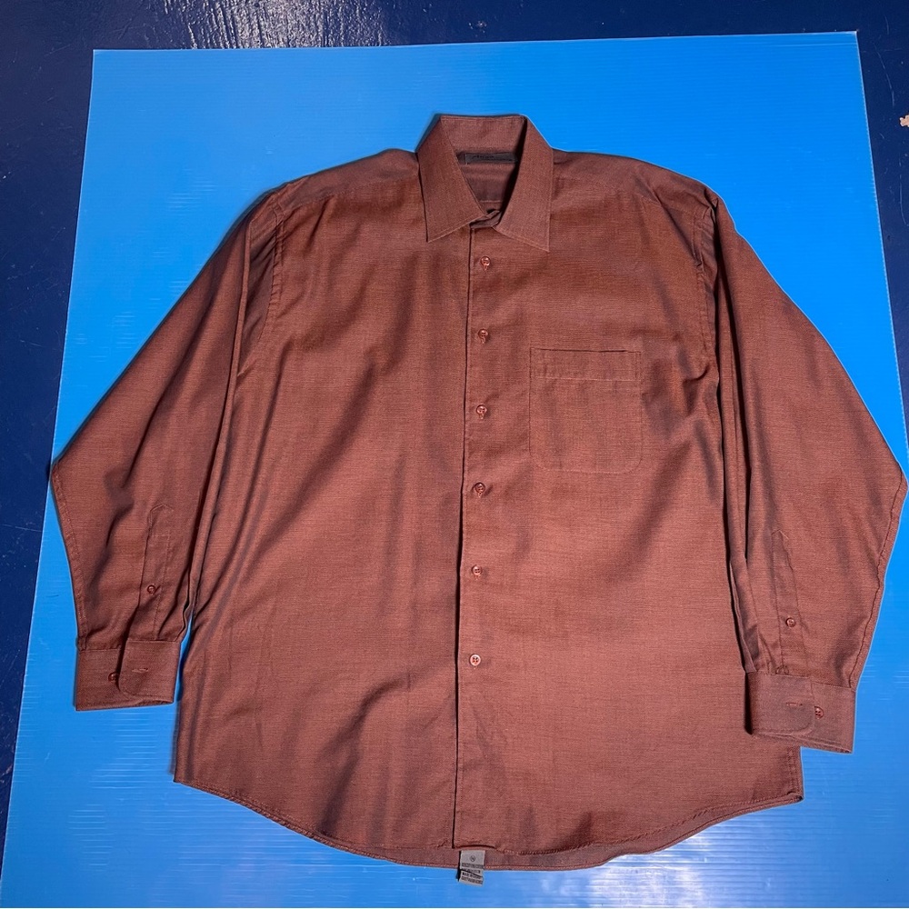 Men's Long-Sleeve Dress‎ Shirt in brown/orange rusty colorway size XL